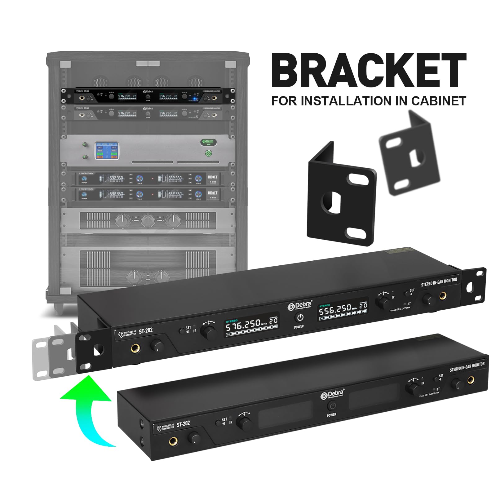 D Debra ST-202 UHF Drahtloses In-Ear-Monitor-System mit Ohrhörer,197Ft,Professionelles IEM-Stereosystem mit Sender und Beltpack für Studio,Veranstaltungen,Bandproben (Dual Channel,2 Bodypack)