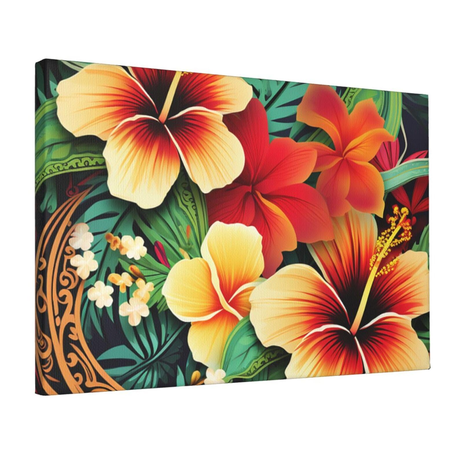 KLOPH Hawaiian Style Print pattern Canvas Wall Art for Living Room 12"x18" Modern Artwork Painting for Bathroom Hanging Canvas Prints Aesthetic Wallart for Bedroom Kitchen Office Wall Decor