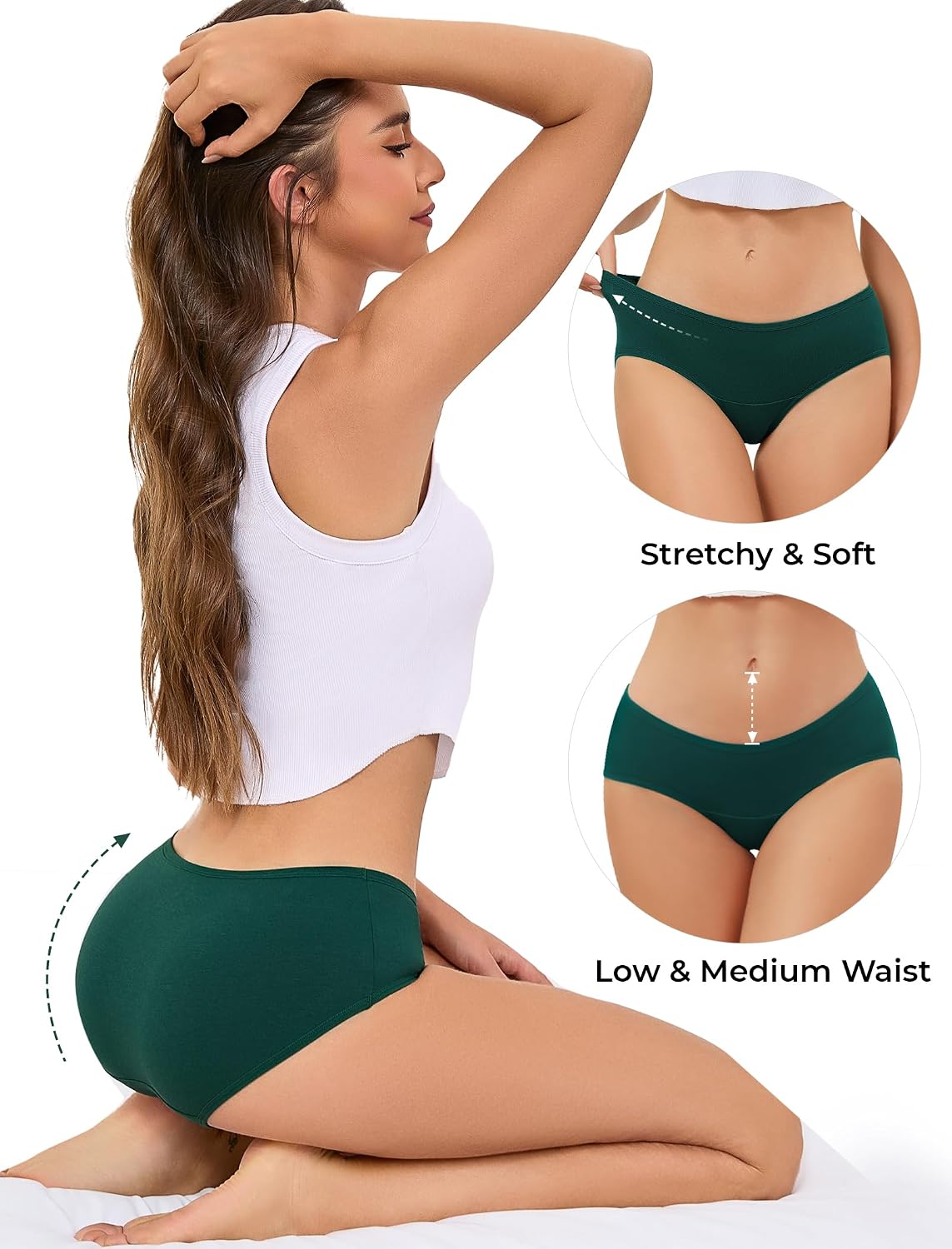 voenxe Cotton Underwear Women,Hipster Full Coverage Bikini Panties,5 Pack image 5