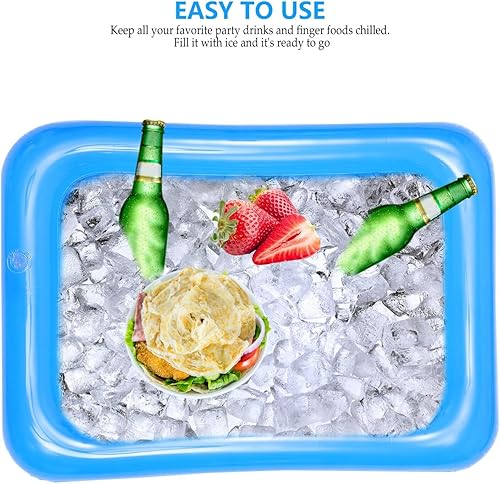 Miniatura 5 de DOITOOL 8 unidades de enfriadores inflables de barra de hielo para fiestas, bandejas de servir hielo de PVC, soporte para bebidas de alimentos,