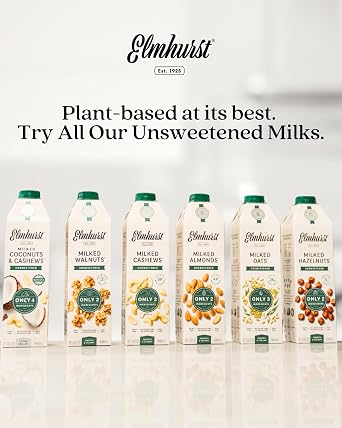 Elmhurst Milked Hazelnuts, Unsweetened, Plant Based, Dairy Free, Non GMO, 32 Fluid Ounces (Pack of 6)