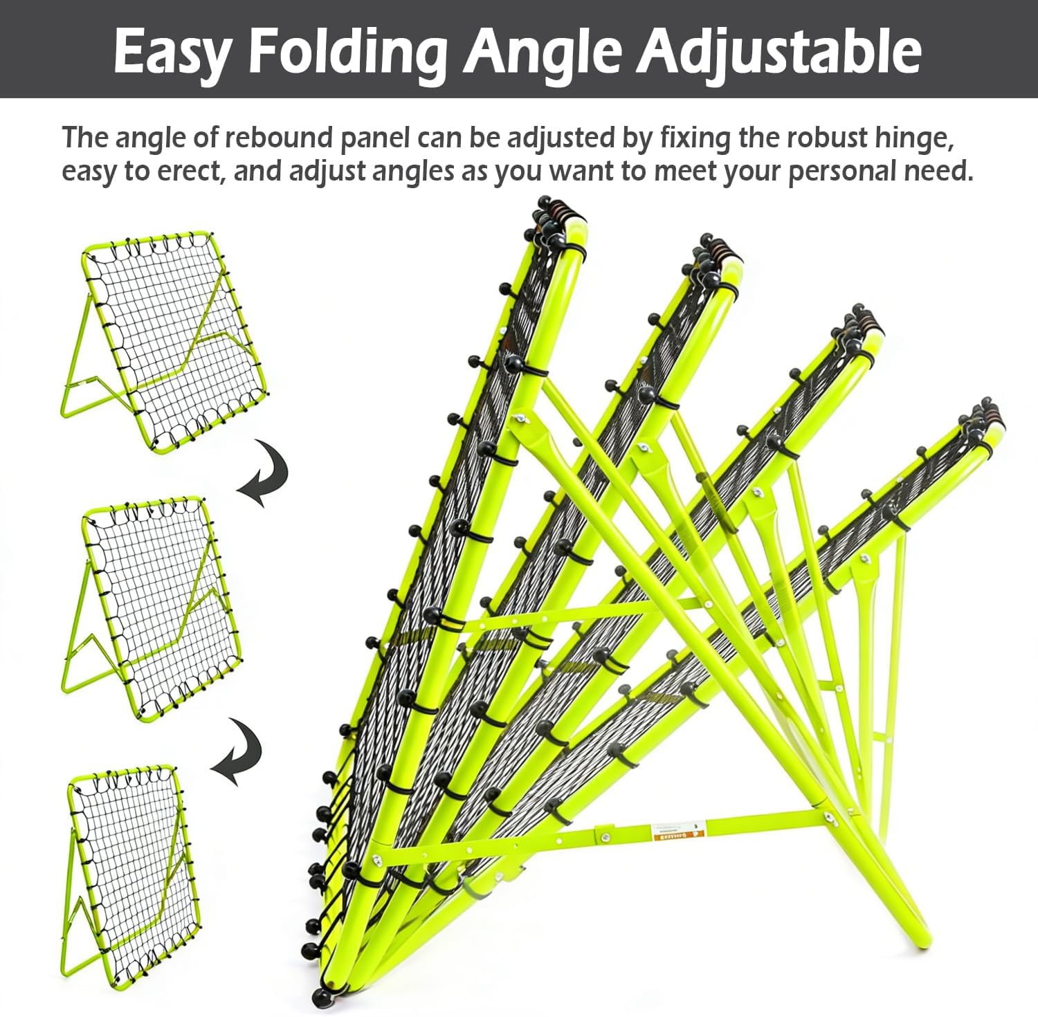 Adjustable Soccer Rebound Net | Soccer Trainer with Steel Frame | Portable Folding Rebounder for Passing & Shooting Practice | Outdoor Sports Equipment for Youth & Adult