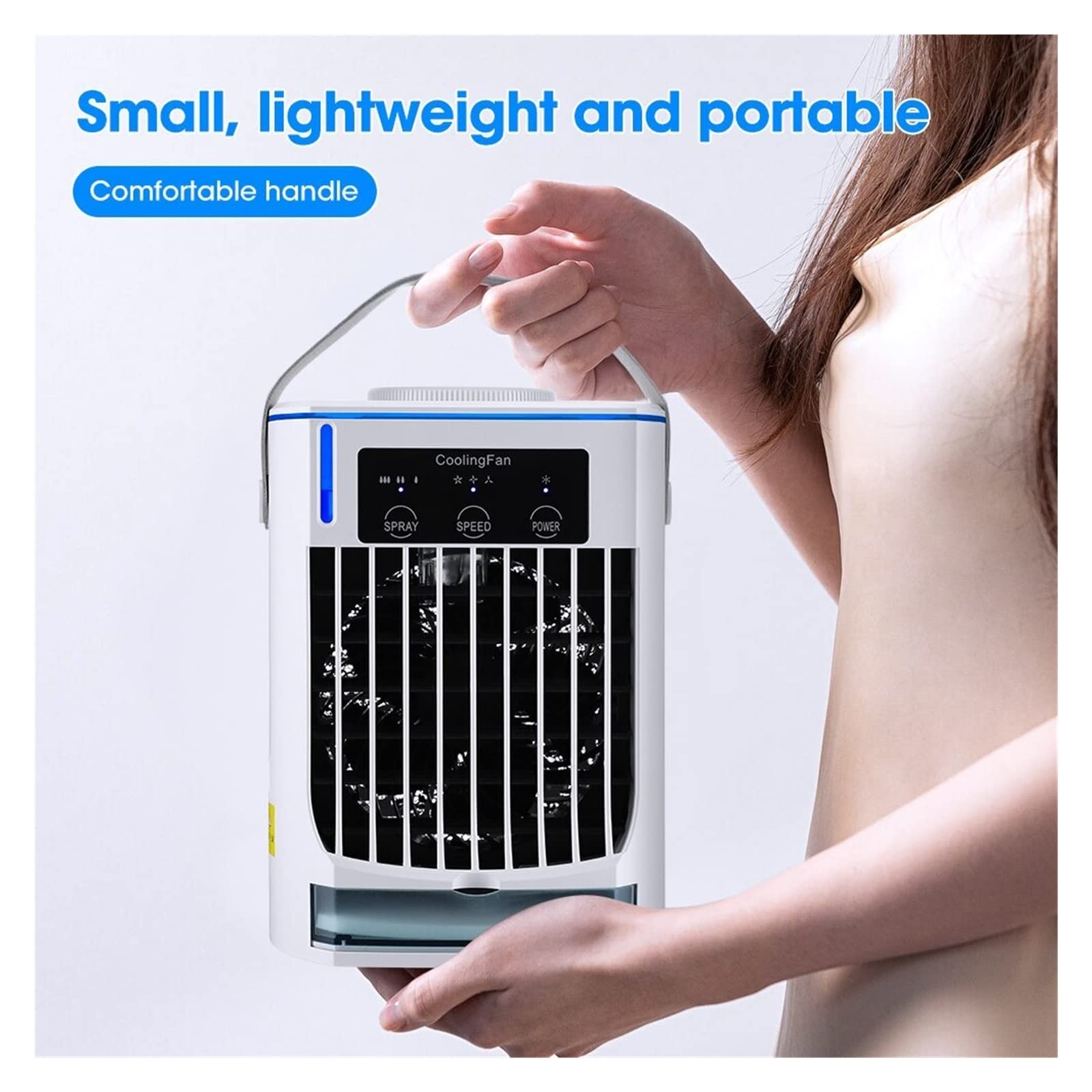 Enfriador de Aire portátil, Ventilador de refrigeración para Escritorio, pulverizador de Agua, USB, acondicionamiento de Oficina, Tanque de 500ml, refrigeración silenciosa có