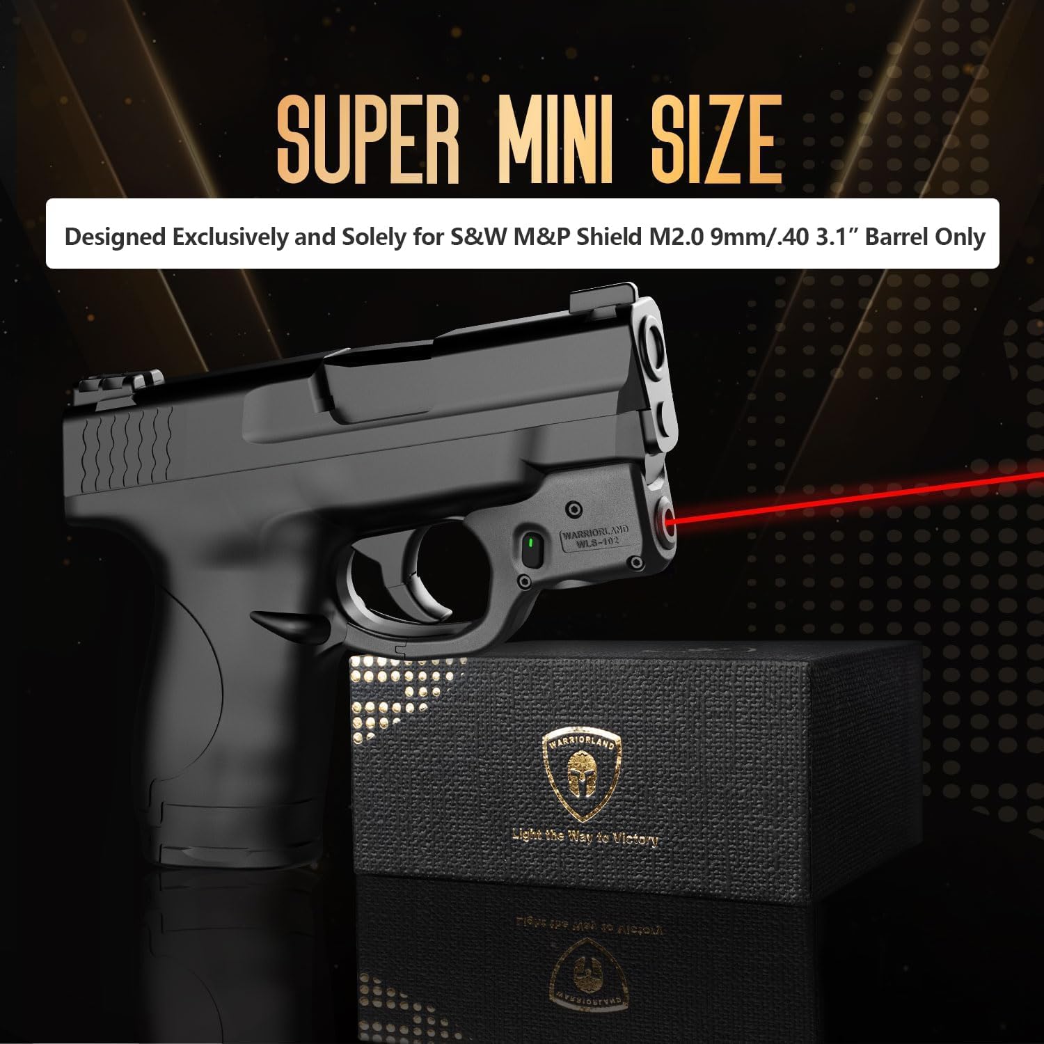 WARRIORLAND Red Laser Sight for S&W M&P Shield 9mm/.40 M2.0 3.1" Barrel Only, Not Fit Shield Plus/EZ, Shield .45, Compact Tigger Laser with Ambidextrous On/Off Switch, Power Indicator, WLS-102