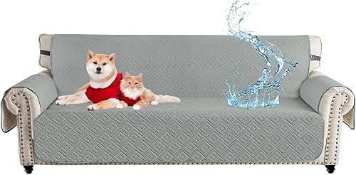 Miniatura 15 de XINEAGE Funda de sofá 100% impermeable para mascotas, funda de sofá antideslizante lavable, fundas de sofá para 3 cojines, protector de muebles con