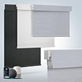 Motorized Blinds for Windows - Hapadif Roller Window Shades with Remote, No-Drill Installation, Cordless Automatic Blinds, Blackout Electric Blinds, Adjustable Height, Easy to Use (Grey, 35.5 x 72)