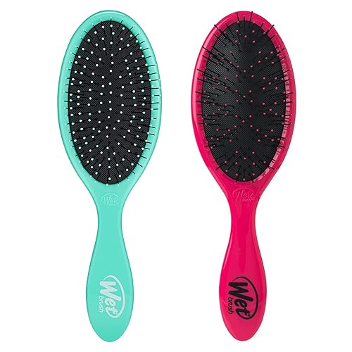 Wet Brush Paquete de cepillos desenredantes originales para el cabello, color aguamarina y rosa