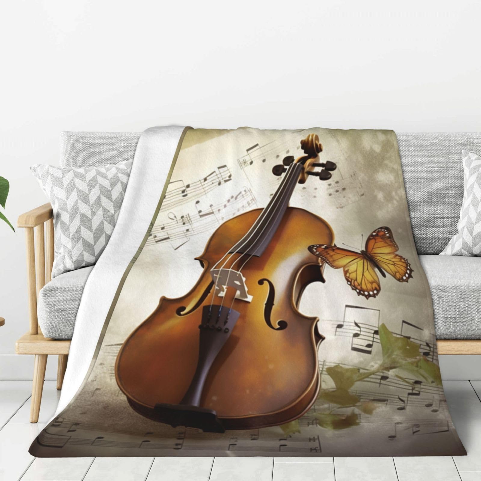 Couverture lavable lit motif papillon violoncelle : idée cadeau douceur