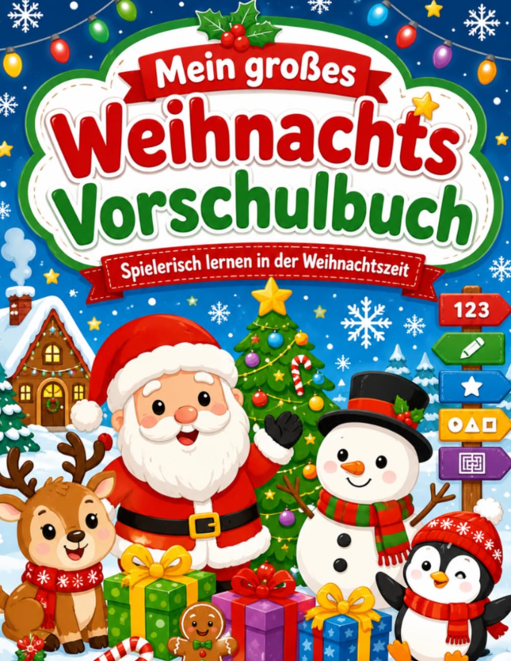 Mein großes Weihnachts Vorschulbuch: Spielerisch lernen in der Weihnachtszeit mit Rätseln, Übungen und winterlichem Lernspaß für Kinder ab 3 Jahren