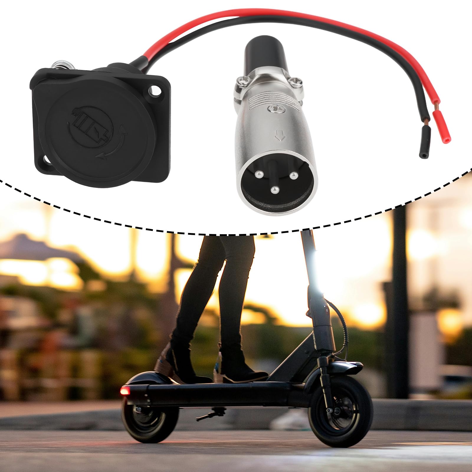 OTOTEC 3-pinowy kabel XLR żeński port ładowania i męskie złącze wtyczka elektryczna hulajnoga wózek inwalidzki