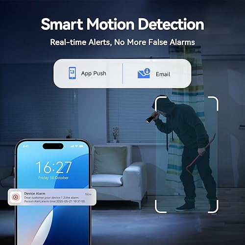 Miniatura 4 de Sistema de cámara de seguridad con cable para exteriores, 4 cámaras CCTV panorámicasinclinables y 4 canales 5MP Lite AHD TVI DVR (500 GB HDD), kit