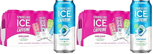 Miniatura 8 de Sparkling Ice +Caffeine, Frambuesa Azul. Agua con gas saborizada, con antioxidantes y vitaminas, cero azúcar. Latas de 16 oz (Paquete de 12)