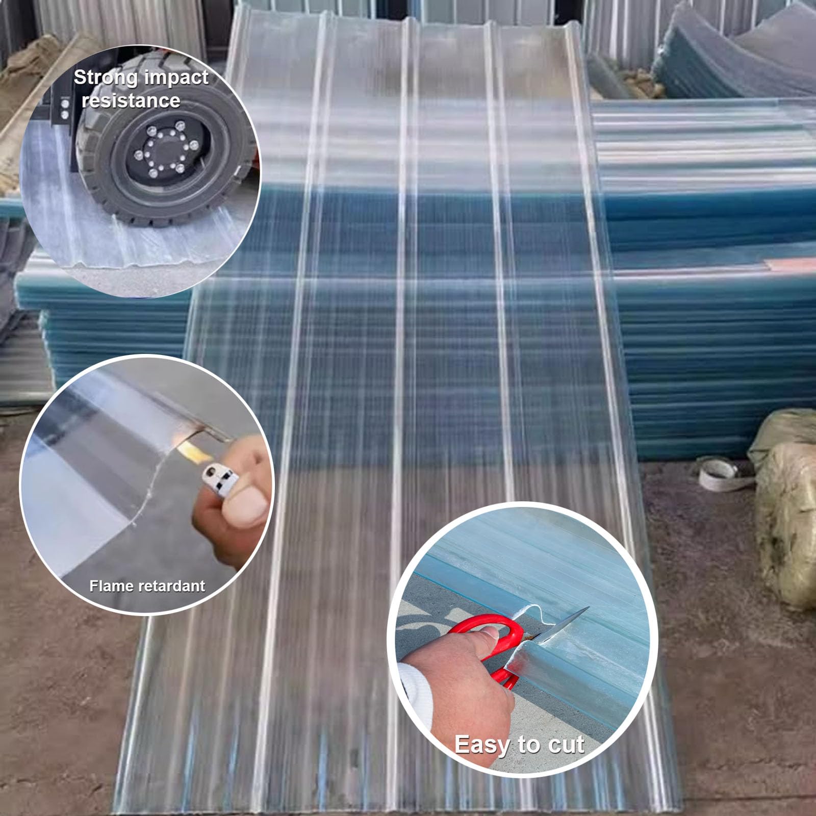 1.5mm Hojas De Techo Corrugado,Paneles Para Tejado Resistentes Al Impacto,Placa De Iluminación Natural De Fibra De Vidrio,FRP Con Resistencia A Los Rayos UV,Chapa Tejado (0.9×1.7m,1pcs)
