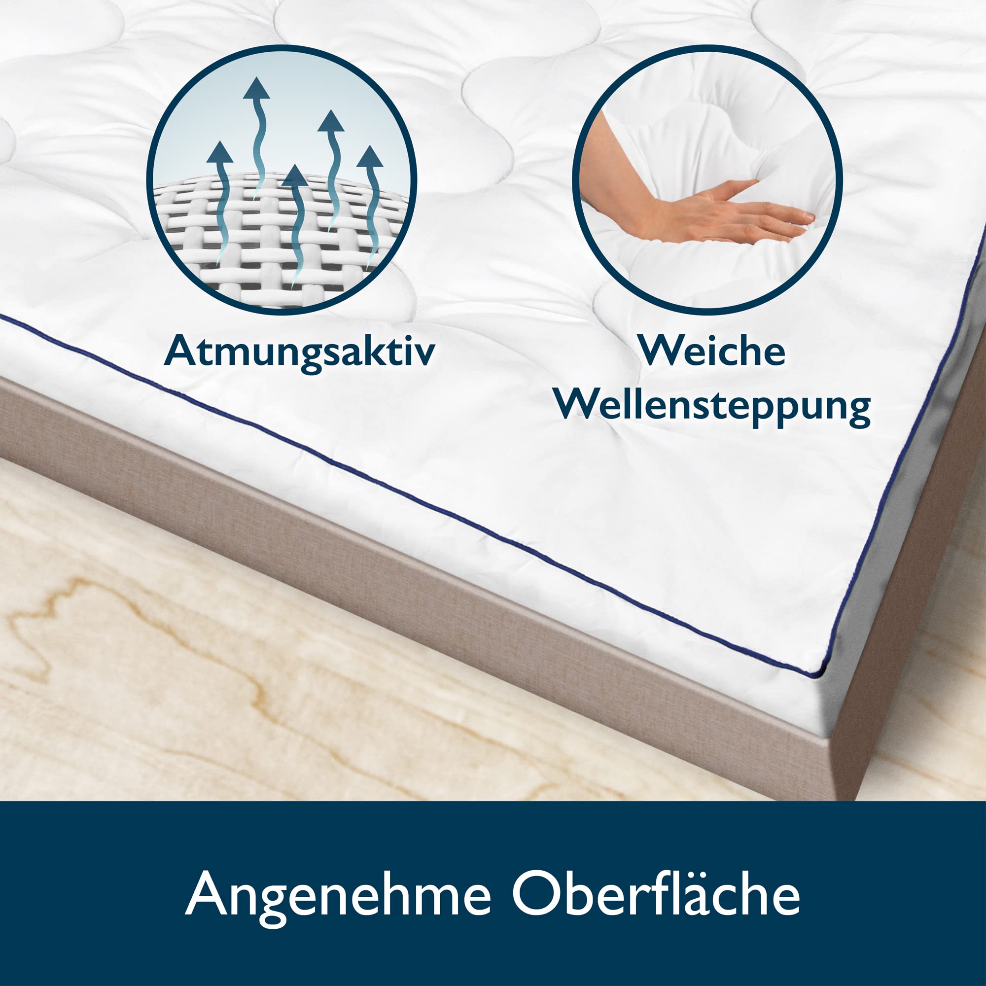 Beautissu Matratzentopper mit integriertem Spannbezug Boxspringbett Höhe | 140x200cm Matratzen Topper Matratzenauflage 3 dick rutschfest Matratzenschoner 140x200 MT Base