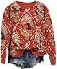 Womens Western Shirts Vintage Cowboys Horse Print Crewneck Long Sleeve Aztec Casual Sweatshirts Loose Tops