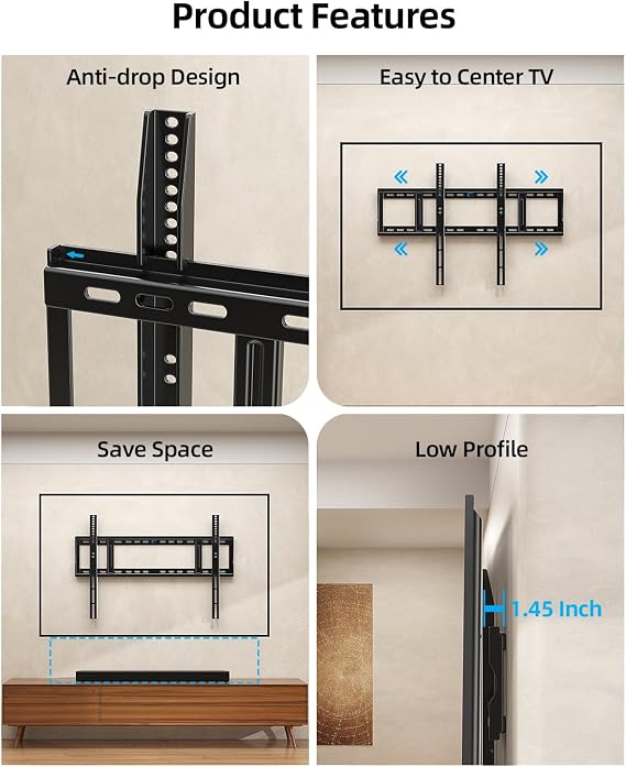 HOME VISION Heavy Duty Fixed TV Wall Bracket for 55-130 Inch Flat Screens