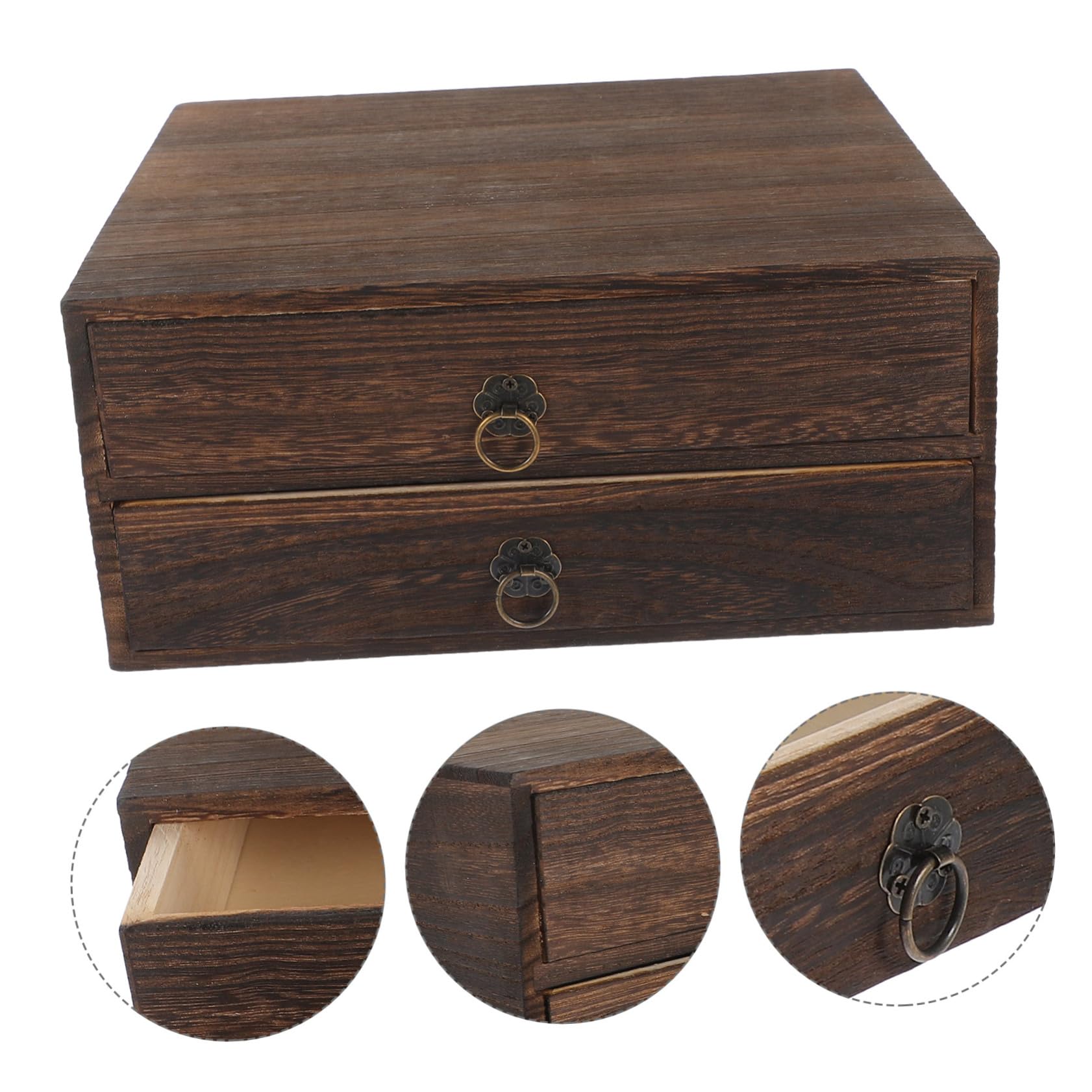 Scatola Portaoggetti Multilivello Cassetti Marrone in Legno