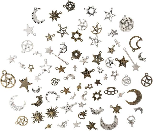 Wholesale Mixed Moon Sun Stars Pendants Charms, Zamak Charms, Pack Charms, Bracelet Charms for DIY Jewelry Making Supplies