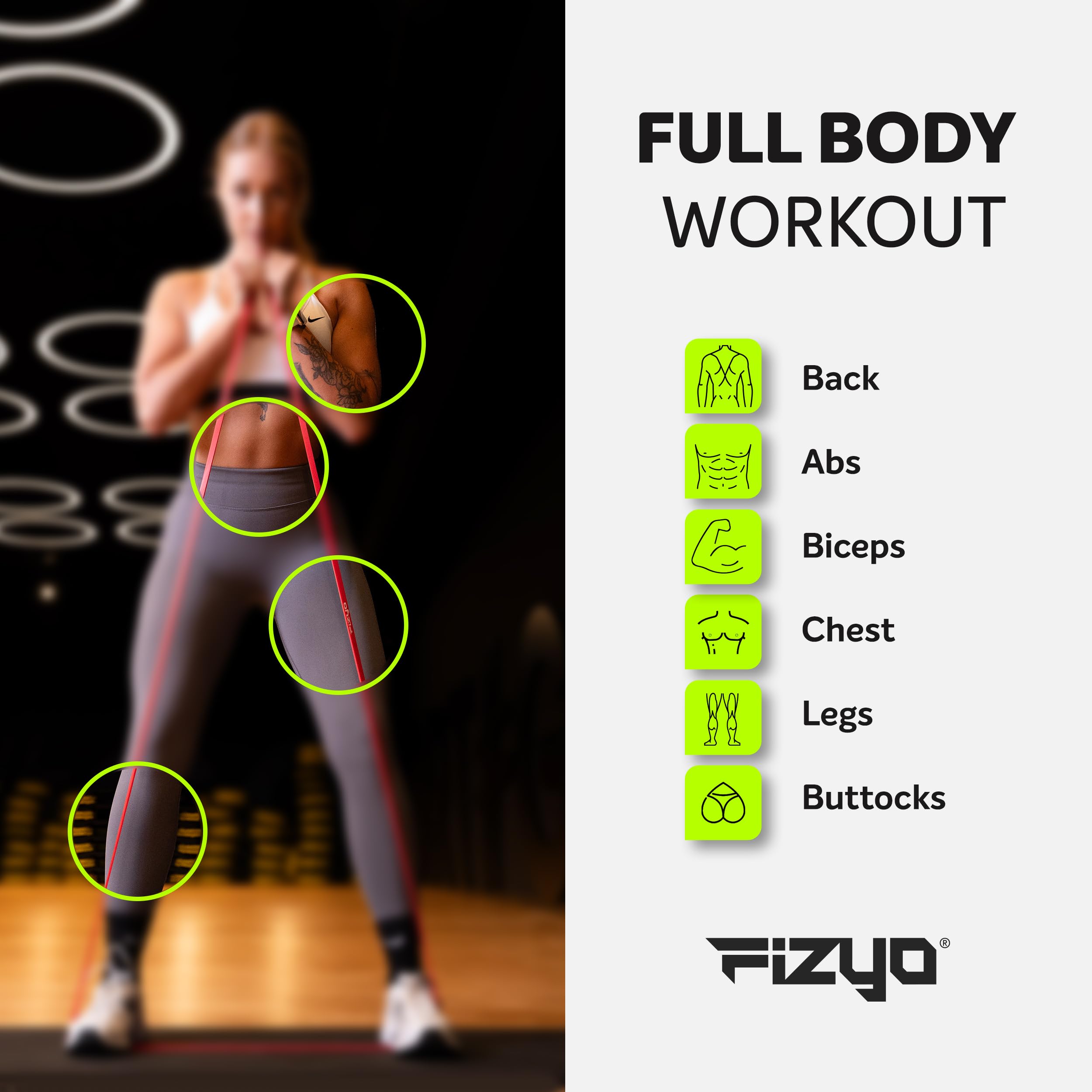 Fizyo Power Band – Zestaw 3 Taśm Oporowych, 3 Poziomy Oporu, Do Podciągania i Treningu Siłowego, Jogi, Pilatesu, Elastyczne