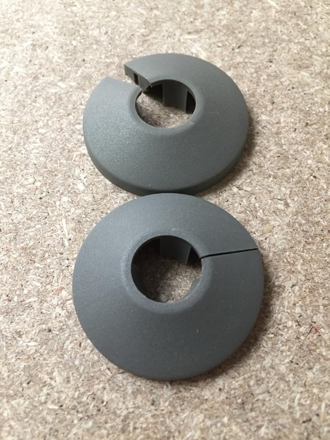 x 2 Unika Grey Plastic Pipe Cover Clip Together For Floors For a