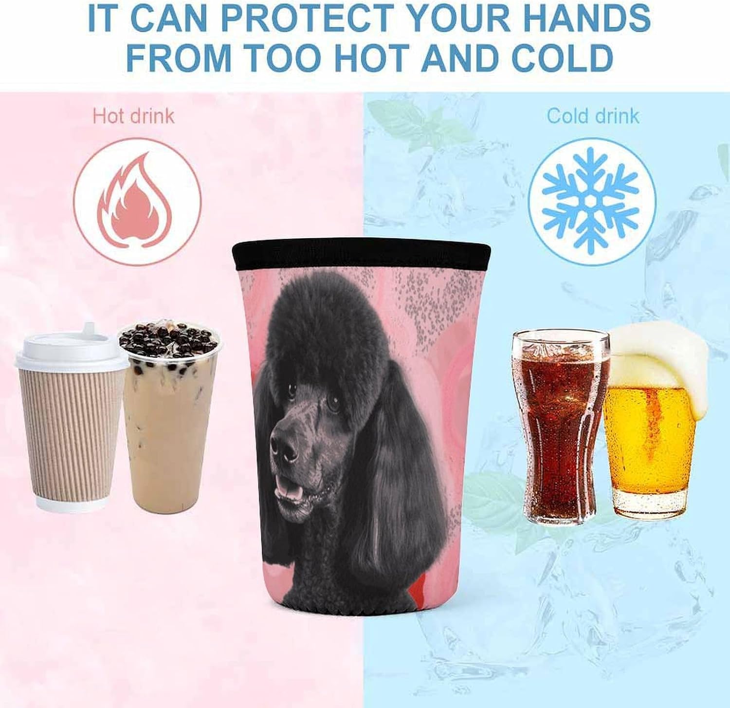 3 Pack Neoprene Cup Sleeves, Stretchy Reusable Drink Cup Cover Universal