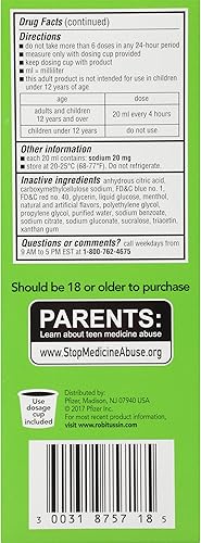Miniatura 8 de Robitussin Tos y congestión de pecho DM, supresor de tos y expectorante, sabor frambuesa, botella de 8 onzas líquidas