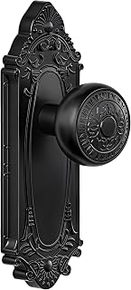 Matte Black Vintage Passage Door Knob Interior Non-Locking