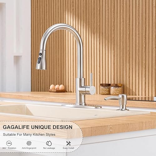 Miniatura 2 de GAGALIFE Dispensador de jabón para fregadero de cocina con botella grande de 17 onzas, dispensador de jabón integrado para fregadero de cocina,