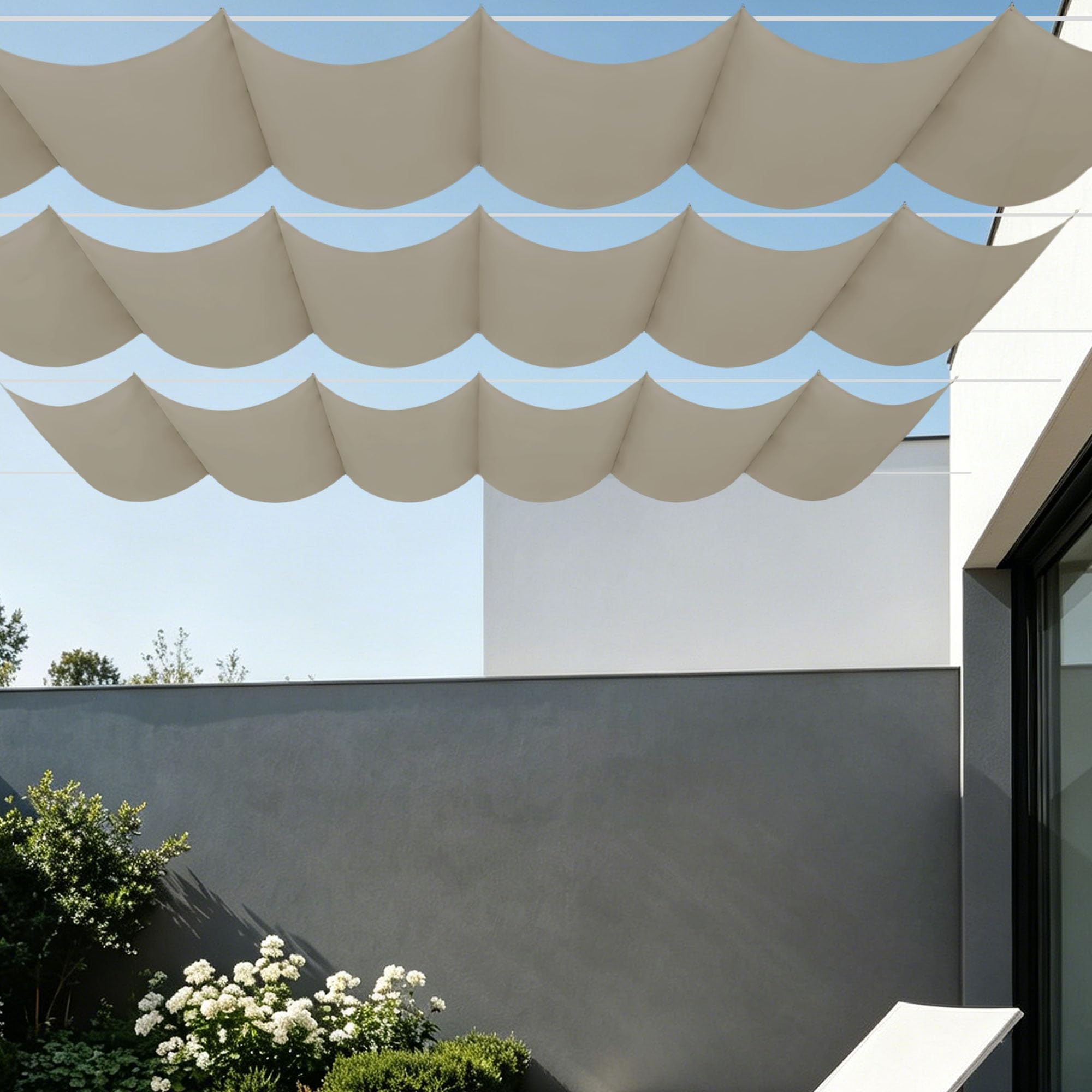 Voile d'ombrage rectangulaire imperméable 350x260 cm pour protéger votre terrasse de la pluie