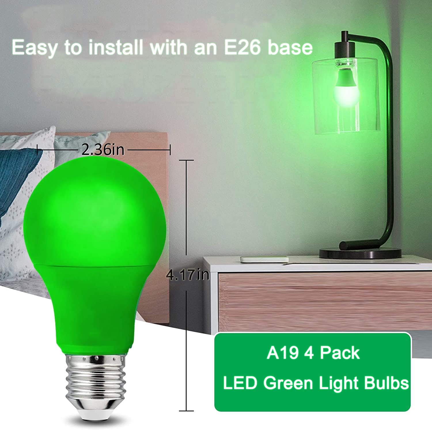 Green 9W LED Decorative Light Bulbs, 4-Pack