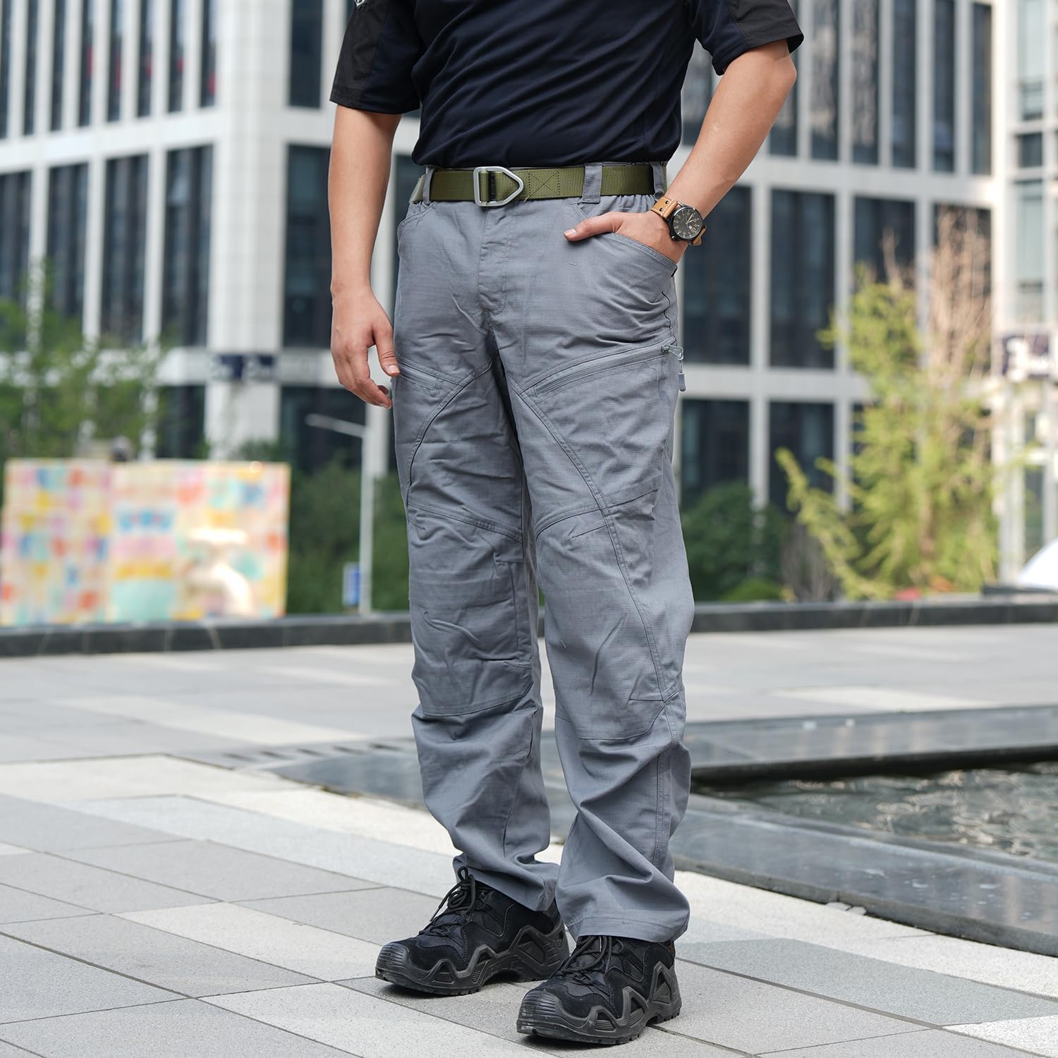 Men's Tactical Cargo Pants, Ripstop Waterproof Lightweight Hiking Pants, Work Pants with 7 Pockets