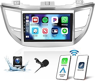 Android 13 Car Stereo for Hyundai Tucson 2015-2019 with Apple Carplay Android Auto Mirror Link 9 inch Head Unit Touch Screen Radio FM RDS HiFi Bluetooth WiFi GPS + AHD Backup Camera & MIC