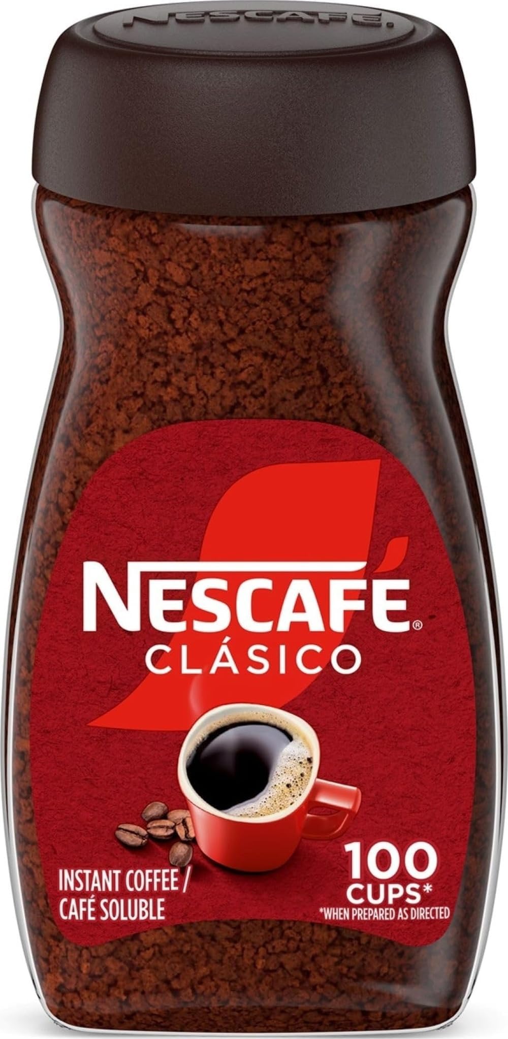 NESCAFร Clasico Dark Roast Instant Coffee, 7 oz Jar | Smooth dark roast instant coffee; single 7 oz (200 g) jar