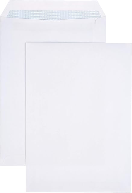 Amazon Basics C4 Self-Seal Envelopes, White, 90 GSM, 250 Pack