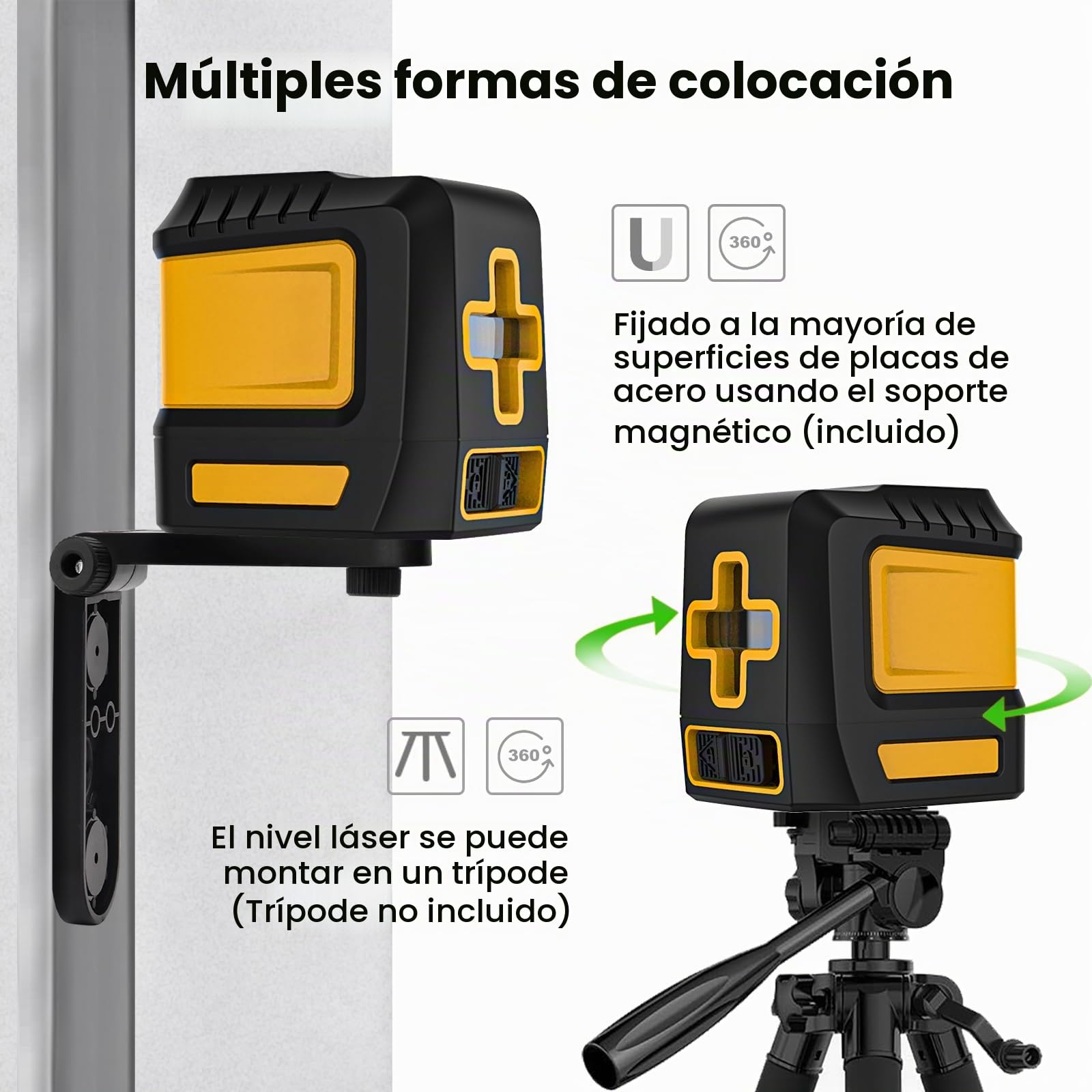 Nivel Láser Verde, KAIWEETS 98ft/30m Nivel Láser Autonivelante, Medidor Laser Verde, Láseres de Línea Adjustable con Modo Manual, Función de Pulso, Base Magnético, Bolsa