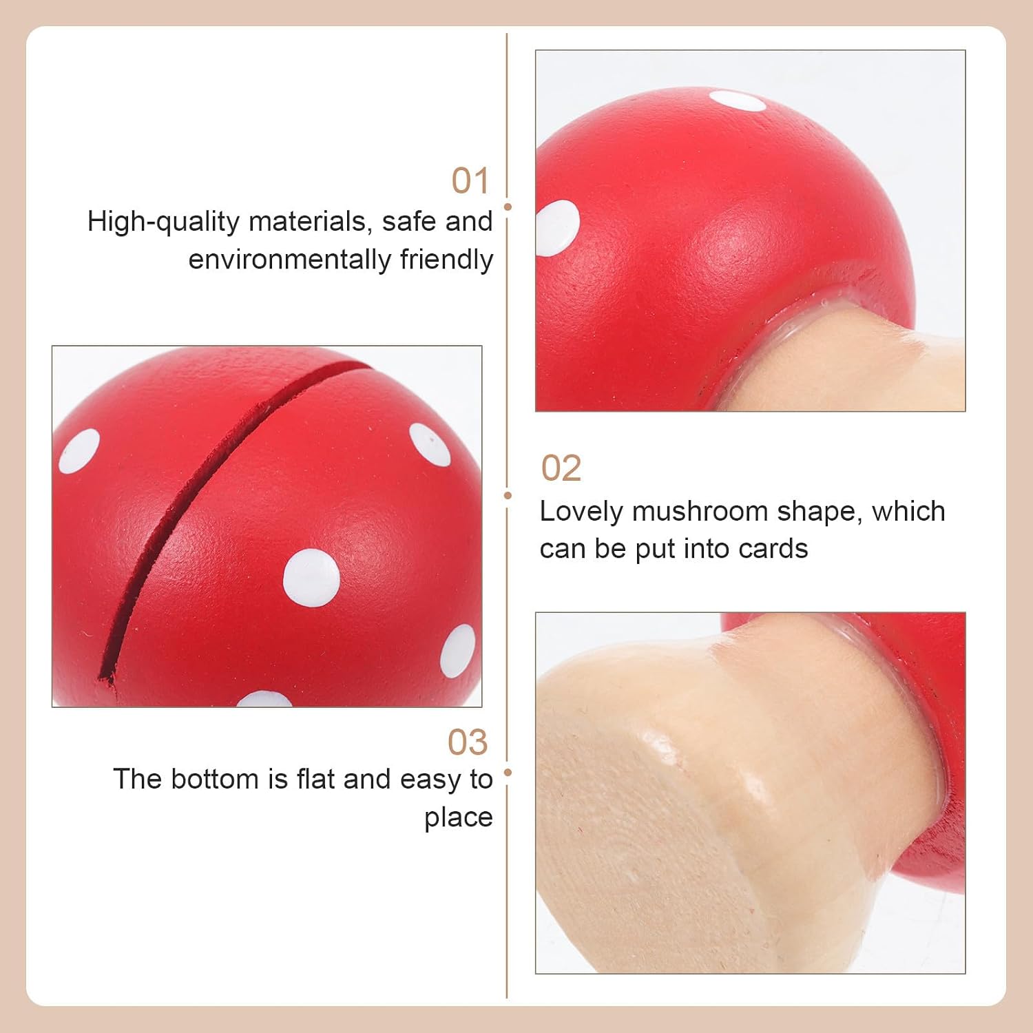 5pcs Mushroom Shaped Wood Photo Card Holders Easy to Fix Message Clips for Home, Office, Shops Desktop Decoration and Memo Stand