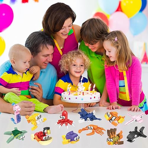 Miniatura 4 de 12 piezas de bloques de construcción de animales marinos, huevos rellenos, recuerdos de fiesta para niños, bloques de construcción STEM juguetes