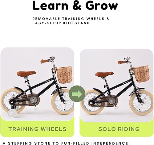 Miniatura 4 de montresor Bicicleta para niños de 3 a 5 años con ruedas de entrenamiento extraíbles, campana, soporte, canasta, 16 pulgadas, regalo de cumpleaños