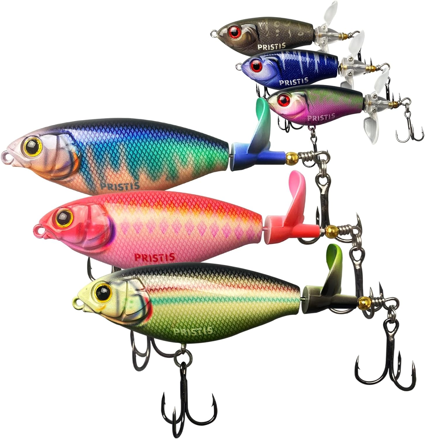 Pristis 6pcs Topwater Fishing Lures with DoubleBlade