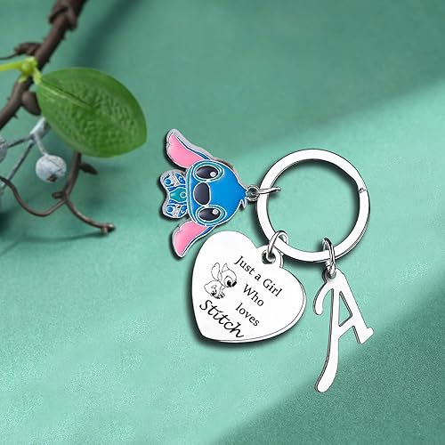 Miniatura 3 de Mebvdebe Llavero con letra inicial del alfabeto Ohana, regalo para niñas, amantes de la puntada, regalos Just A Girl Who Loves Stitch