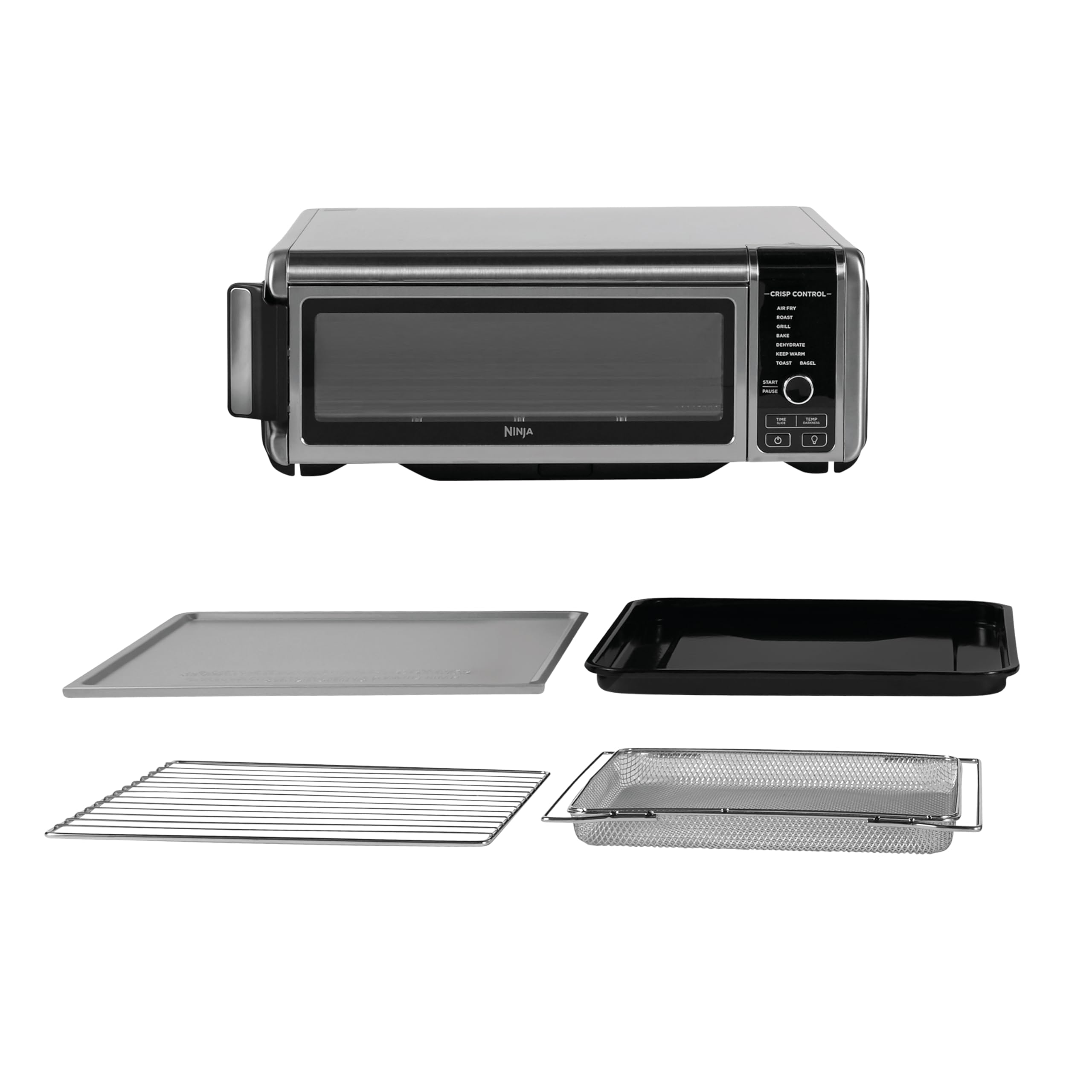 Ninja Foodi Forno Multifunzione 8 in 1, Fornetto Elettrico Portatile da Piano di Lavoro, 8 Funzioni, Friggere ad Aria Senza Olio, Arrostire, Grigliare, Argento/Nero, SP101EU
