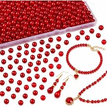 ZHIYUXI 500PCS Red Glass Beads Bulk, Round Glass Beads for Jewelry Making, 6mm DIY Beads for Bracelet, Craft Beads for Necklace Making, Small Glass Beads with Plastic Box