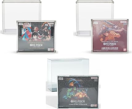 Premium One Piece Booster Box Bundle Acrylic Display Cases for Standard & Large Boxes with 5 PET Protectors