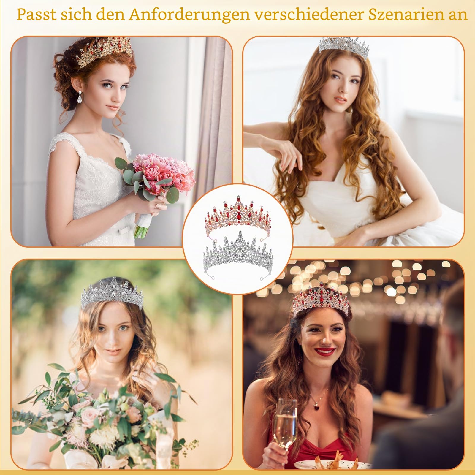 Prinzessin Tiara Kristall Krone, Kopfschmuck Königin, Schmuck Tiaras, Kristallkrone für Hochzeit, Abschlussbälle, Festumzüge, Braut Kostüm, Geburtstag Geschenke