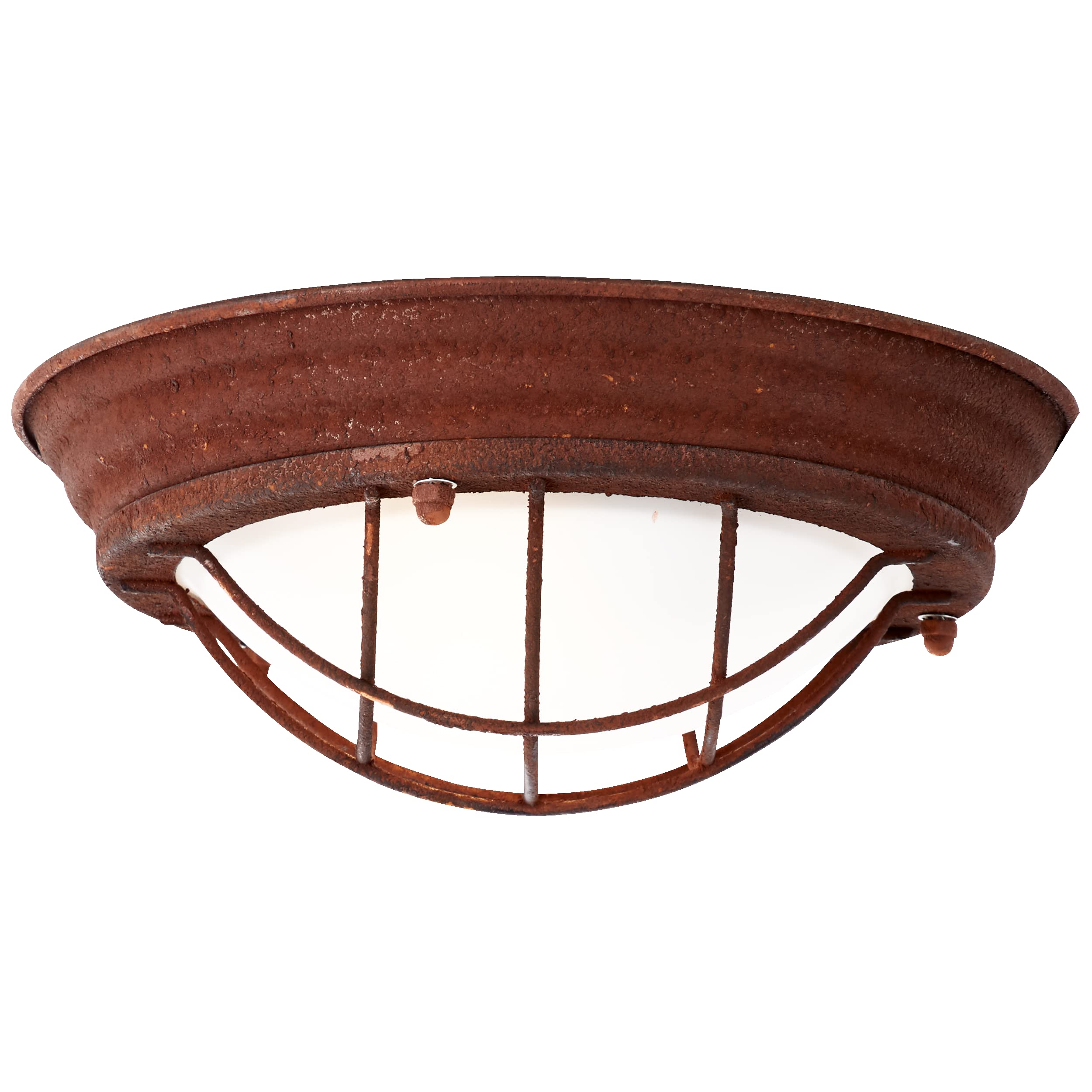 Lampada da soffitto industriale con diametro di 29 cm - lampada da parete e da soffitto in stile vintage - lampada da barca rustica con disco di vetro - metallo/vetro ruggine/bianco - attacco E27 - 30