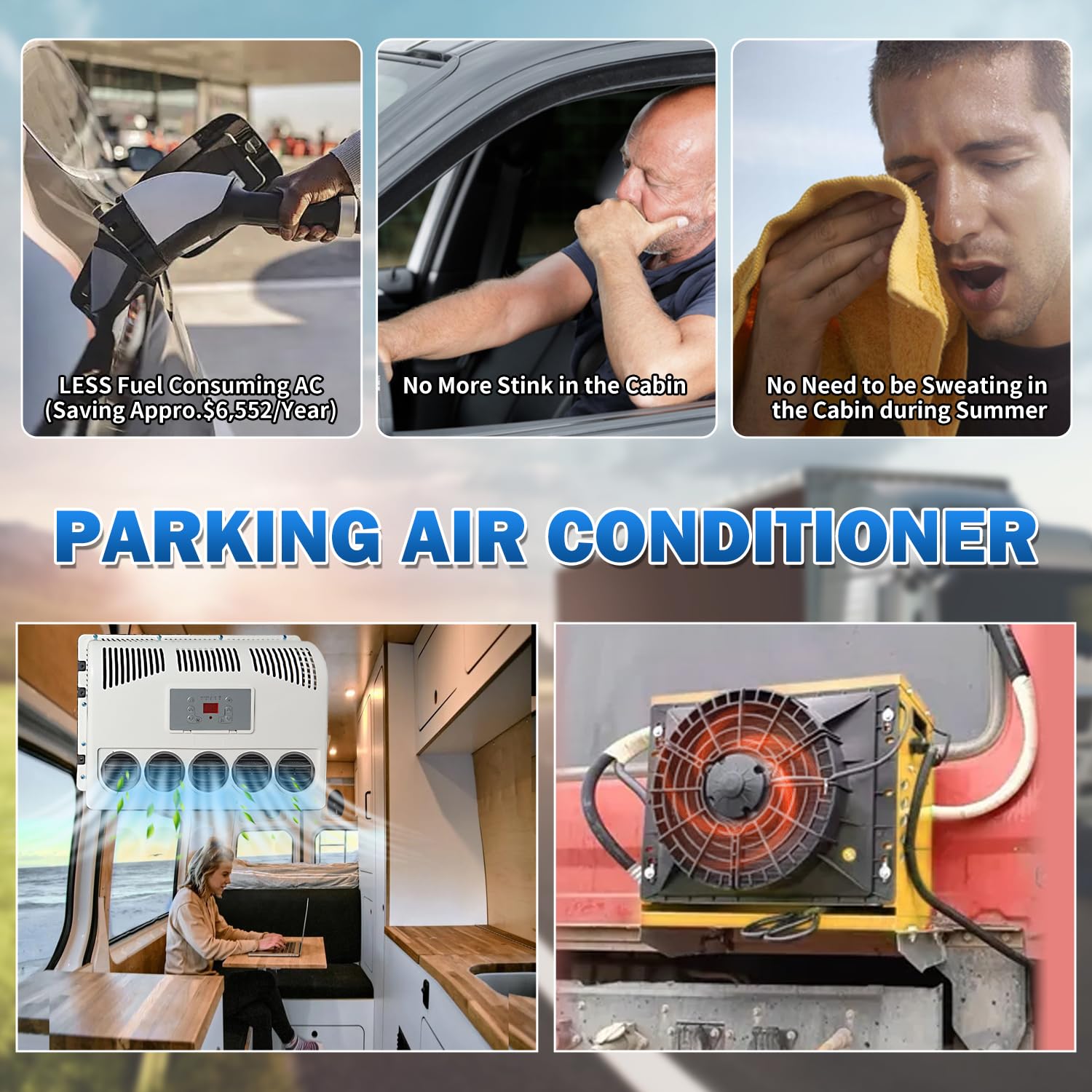 Mieligo 12V Air Conditioner 9500BTU, Mini Split 12 Volt Air Conditioner, Forklifts 12 Volt DC AC, Low Noise for Truck, Road Machine, Forklifts, Excavators, Agricultural Engineering Vehicle : Automotive