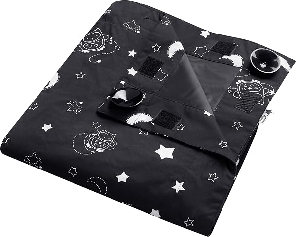 Tommee Tippee Sleeptight Portable Blackout Blind, Medium, 99 x 130 cm, Star and Moon Print, Suction Cups, Lightweight, Adjustable Baby and Toddler Blind - 1