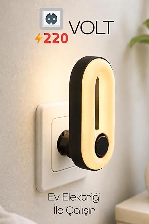 Gece Lambası Halka Tip 2 MOD Sarı-Beyaz Işık Tuşlu Koridor Hol Işığı Uyuma Işığı Siyah K6760 [Enerji Sınıfı A]