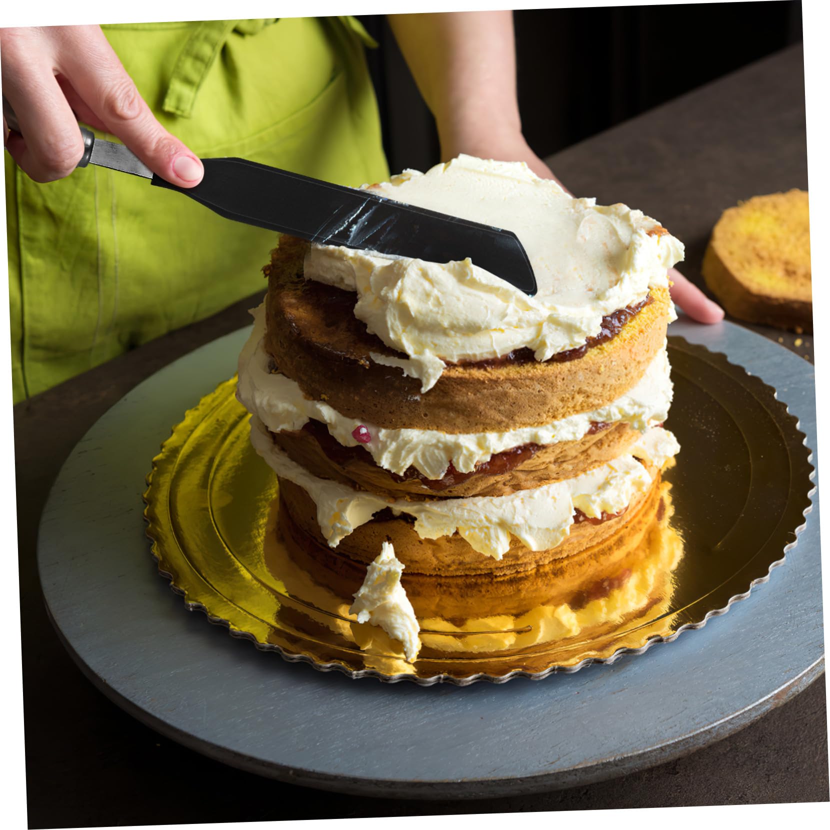 ERINGOGO Espátulas de Acero Inoxidable para Crepes y Crema Utensilios de Cocina Prácticos para Repostería Raspador y Espátula para Pancakes Ligero y Fácil de Guardar