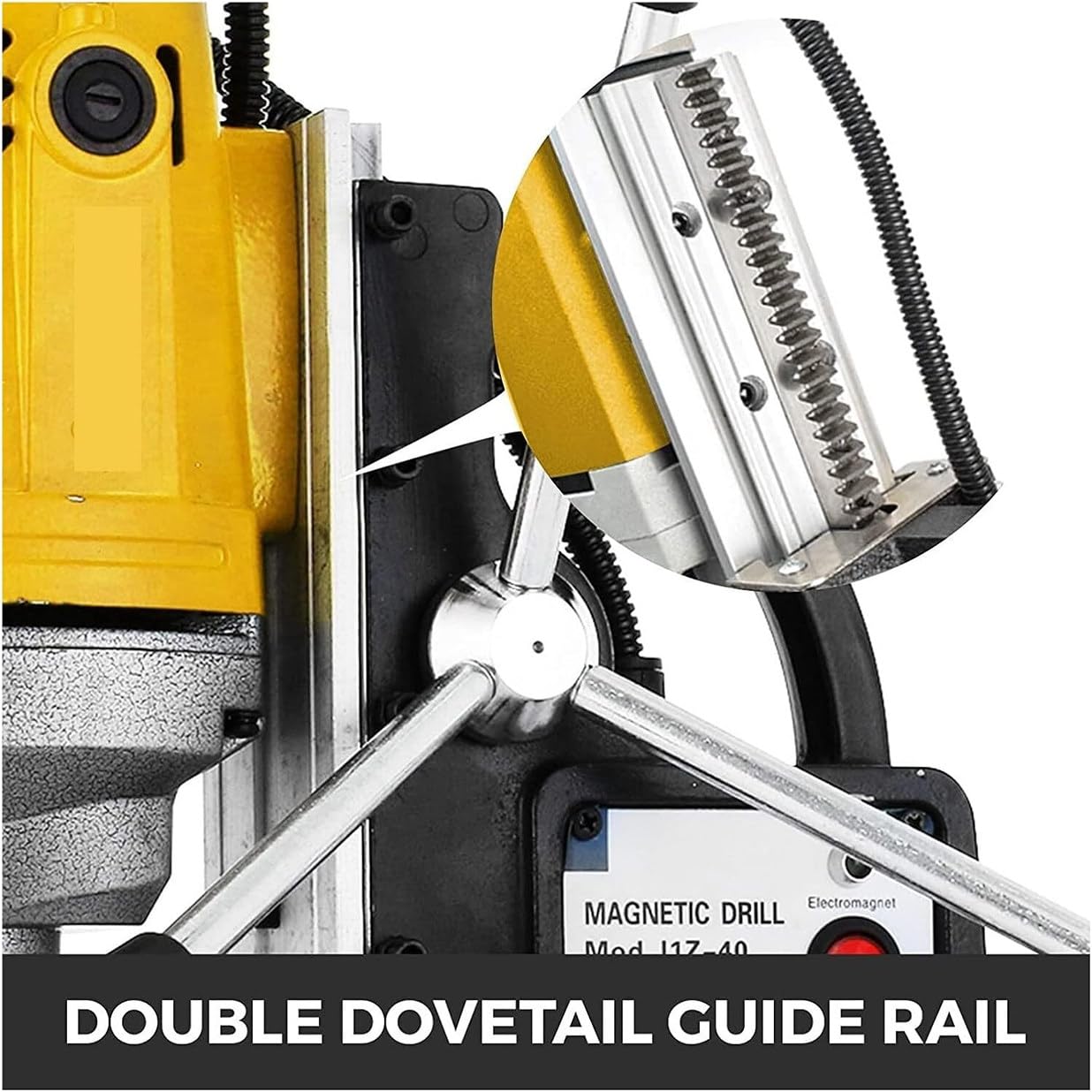 Prensa de taladro magnética, máquina de perforación magnética portátil de 1100 W, diámetro de perforación de 1-1/2 pulgadas, fuerza magnética de 1,224.7 kg para superficies metálicas